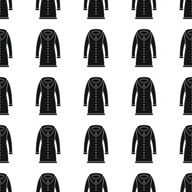 Pardesü Dikişsiz desen vektör çizim arka plan. Siyah siluet pardesü şık doku. Yinelenen pardesü Dikişsiz desen arka plan elbise tasarımı için