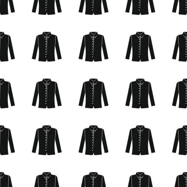 Ceket Dikişsiz desen vektör çizim arka plan. Siyah siluet ceket şık doku. Yinelenen ceket Dikişsiz desen arka plan elbise tasarımı için