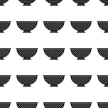 Kevgir Dikişsiz desen vektör çizim arka plan. Siluet siyah kesik(çökelti) şık doku. Kevgir Dikişsiz desen arka plan mutfak tasarımı için yinelenen