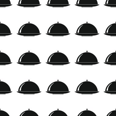 Yemekleri Dikişsiz desen vektör çizim arka plan. Siyah siluet çanak şık doku. Mutfak tasarımı için yinelenen çanak Dikişsiz desen arka plan