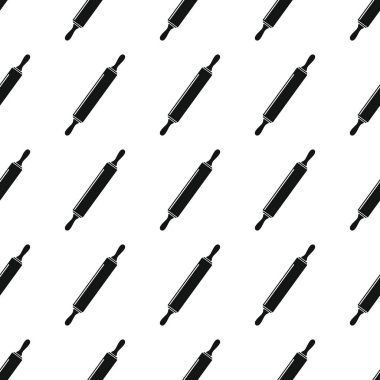 Oklava Dikişsiz desen vektör çizim arka plan. Siyah siluet oklava şık doku. Mutfak tasarımı için yinelenen oklava Dikişsiz desen arka plan