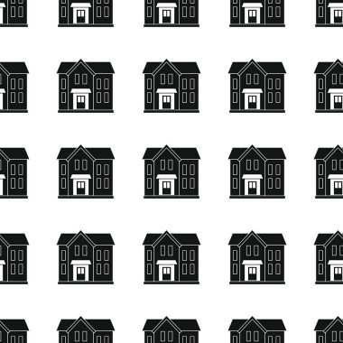 House Dikişsiz desen vektör çizim arka plan. Siyah siluet evi şık doku. Mimari tasarım için yinelenen ev Dikişsiz desen arka plan