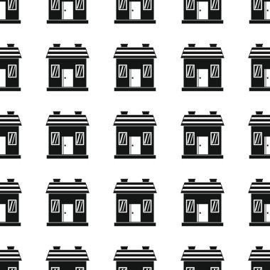 House Dikişsiz desen vektör çizim arka plan. Siyah siluet evi şık doku. Mimari tasarım için yinelenen ev Dikişsiz desen arka plan