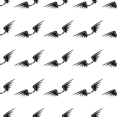 Dikişsiz desen vektör çizim arka kanatlar. Siyah siluet şık doku kanatlar. Tasarımınız için yinelenen kanatları Dikişsiz desen arka plan