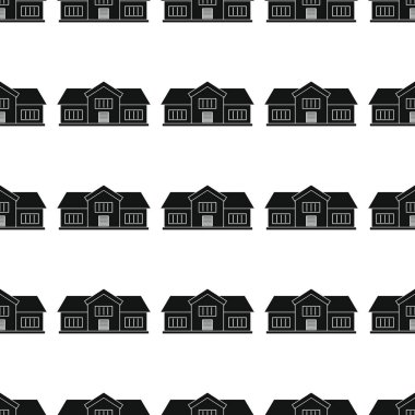 House Dikişsiz desen vektör çizim arka plan. Siyah siluet evi şık doku. Mimari tasarım için yinelenen ev Dikişsiz desen arka plan