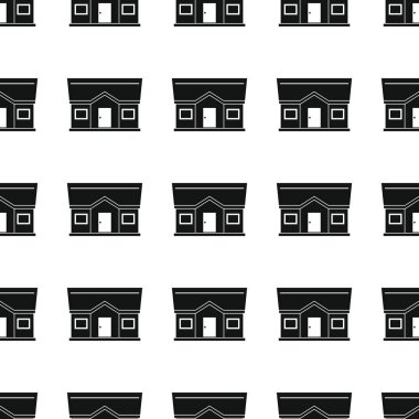 Ev mimarisi Dikişsiz desen vektör çizim arka plan. Siyah siluet evi şık doku. Mimari tasarım için yinelenen ev Dikişsiz desen arka plan