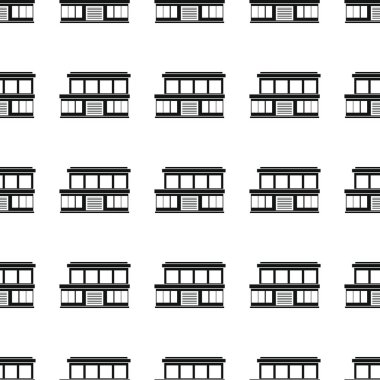 Ev modern Dikişsiz desen vektör çizim arka plan. Siyah siluet evi şık doku. Mimari tasarım için yinelenen ev Dikişsiz desen arka plan