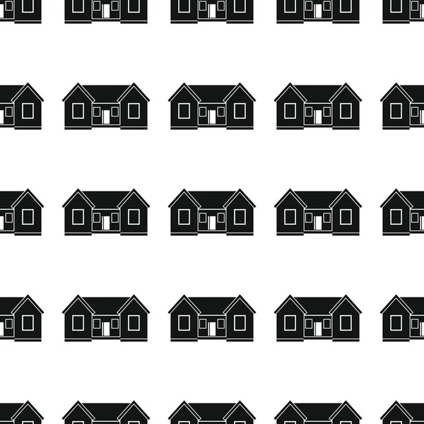 家住宅のシームレスなパターン ベクトル イラスト背景。黒いシルエットの家スタイリッシュなテクスチャです。アーキテクチャ設計のための家のシームレスなパターン背景を繰り返し — ストックベクタ