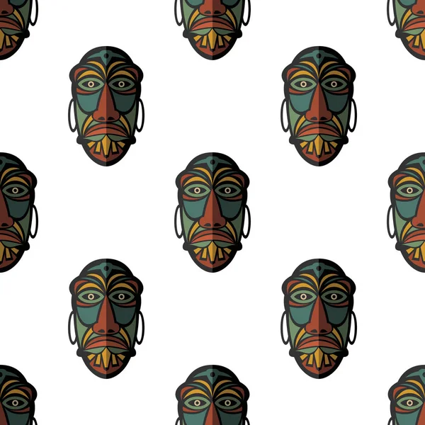 Afrika maskesi Dikişsiz desen vektör çizim arka plan. Düz simgesi.