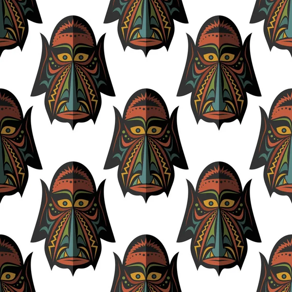 Afrika maskesi Dikişsiz desen vektör çizim arka plan. Düz simgesi.