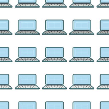 Beyaz arka plan vektör illüstrasyon izole karikatür tarzı dizüstü seamless modeli