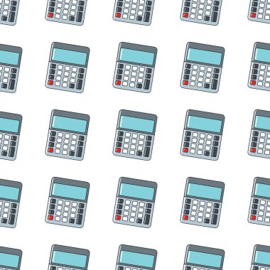 Hesap makinesi seamless modeli üzerinde beyaz arka plan vektör illüstrasyon izole karikatür tarzı