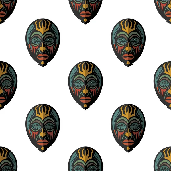 Afrikaans masker naadloze patroon vector illustratie achtergrond. Platte pictogram. — Stockvector