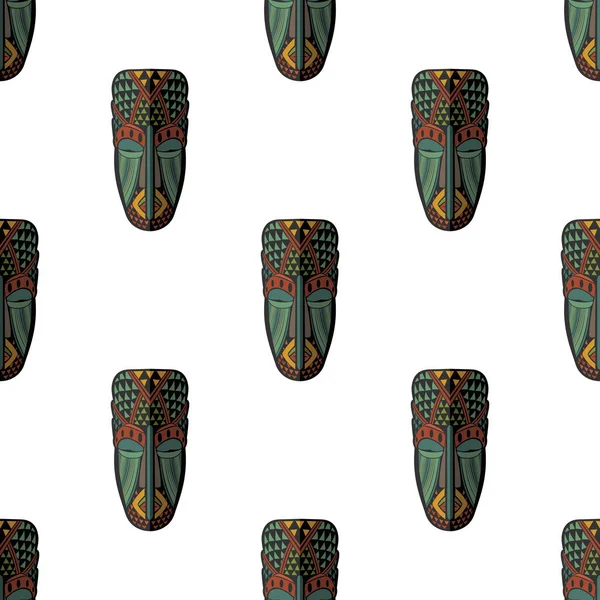 Afrika maskesi Dikişsiz desen vektör çizim arka plan. Düz simgesi.