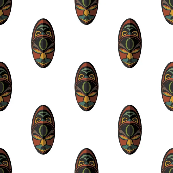 Afrika maskesi Dikişsiz desen vektör çizim arka plan. Düz simgesi.