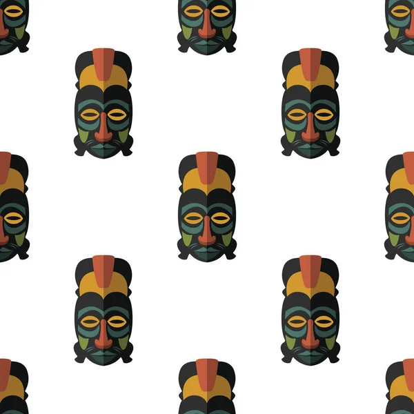 Afrika maskesi Dikişsiz desen vektör çizim arka plan. Düz simgesi.