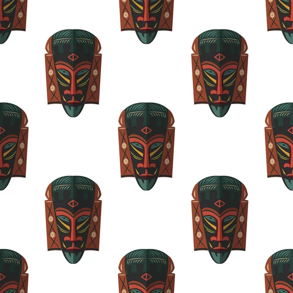 Afrikaans masker naadloze patroon vector illustratie achtergrond. Platte pictogram. — Stockvector