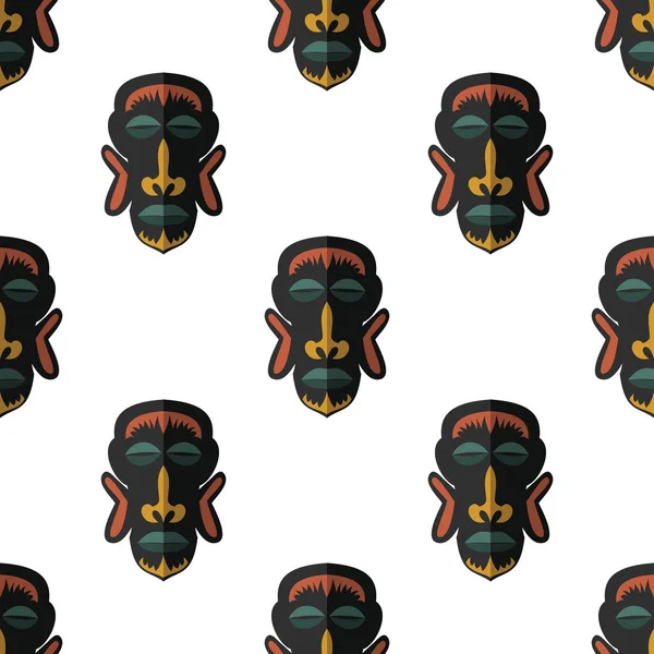 Afrika maskesi Dikişsiz desen vektör çizim arka plan. Düz simgesi.