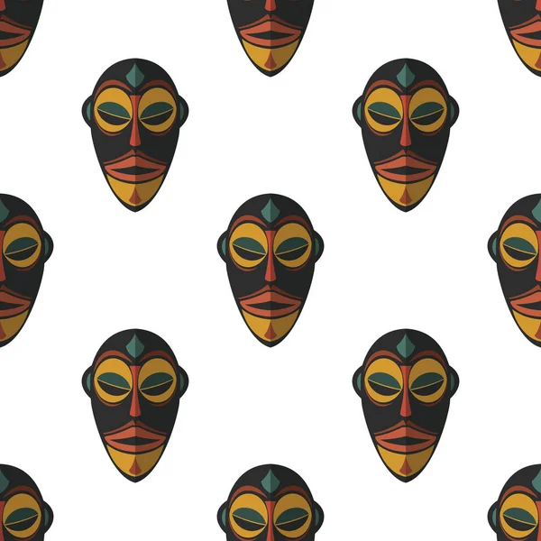 Afrika maskesi Dikişsiz desen vektör çizim arka plan. Düz simgesi.