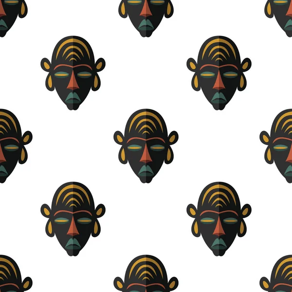 Afrika maskesi Dikişsiz desen vektör çizim arka plan. Düz simgesi. — Stok Vektör