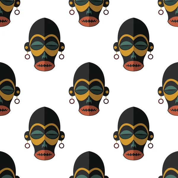 Afrika maskesi Dikişsiz desen vektör çizim arka plan. Düz simgesi.