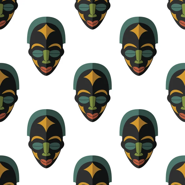 Afrika maskesi Dikişsiz desen vektör çizim arka plan. Düz simgesi.