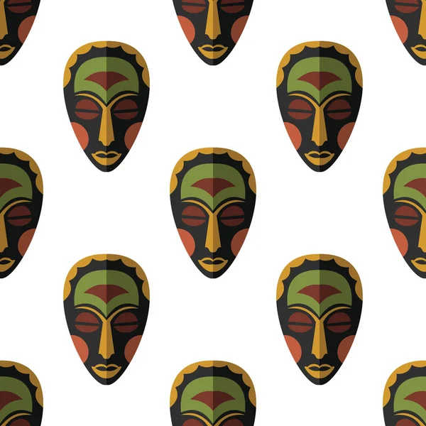 Afrika maskesi Dikişsiz desen vektör çizim arka plan. Düz simgesi.