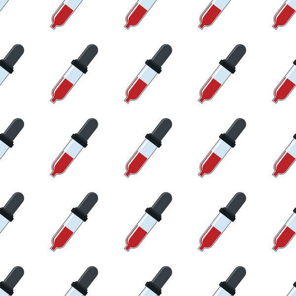 Пипетка бесшовный узор в стиле мультфильма изолирован на белом фоне векторной иллюстрации
