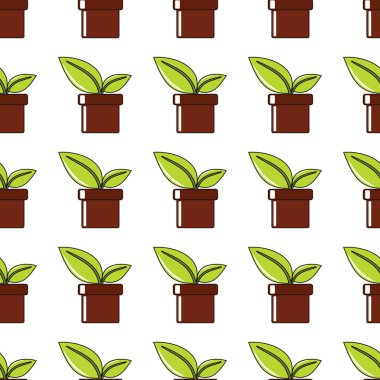 Pot bitki seamless modeli üzerinde beyaz arka plan vektör illüstrasyon izole karikatür tarzı ile