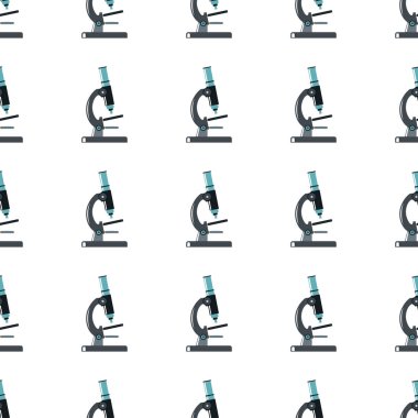 Beyaz arka plan vektör illüstrasyon izole karikatür tarzı içinde mikroskop seamless modeli