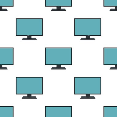 Düz stil üzerinde beyaz arka plan vektör illüstrasyon izole monitör seamless modeli