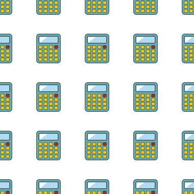 Hesap makinesi seamless modeli üzerinde beyaz arka plan vektör illüstrasyon izole karikatür tarzı
