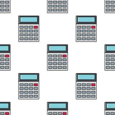 Hesap makinesi seamless modeli üzerinde beyaz arka plan vektör illüstrasyon izole karikatür tarzı