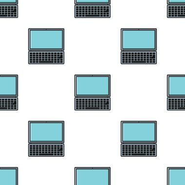 Beyaz arka plan vektör illüstrasyon izole karikatür tarzı dizüstü seamless modeli