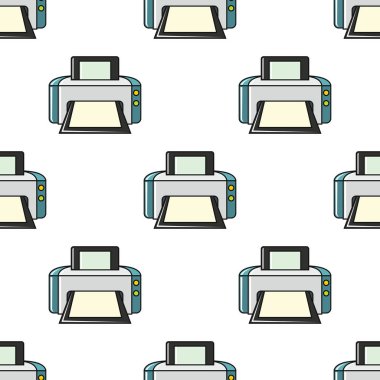 Yazıcı seamless modeli üzerinde beyaz arka plan vektör illüstrasyon izole karikatür tarzı