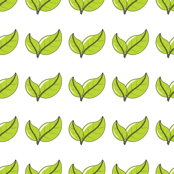 Feuilles vertes motif sans couture dans le style de dessin animé isolé sur fond blanc illustration vectorielle — Image vectorielle