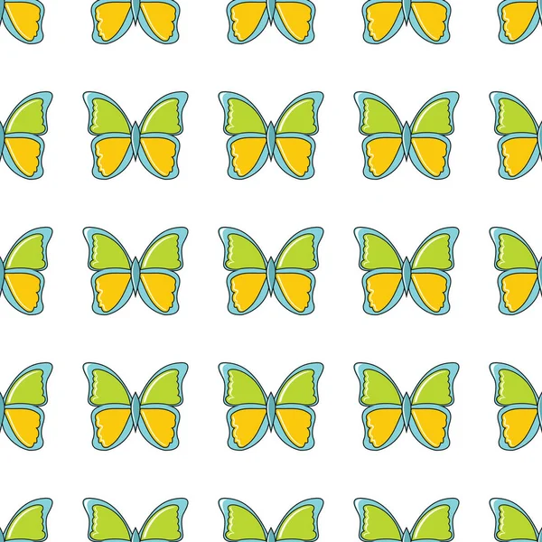Безшовний візерунок метелика в мультиплікаційному стилі ізольований на білому тлі Векторні ілюстрації — стоковий вектор