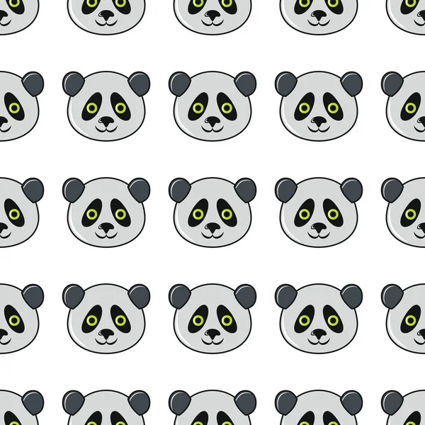 Panda varrat nélküli mintát rajzfilm stílusú elszigetelt fehér háttér vektor illusztráció — Stock Vector