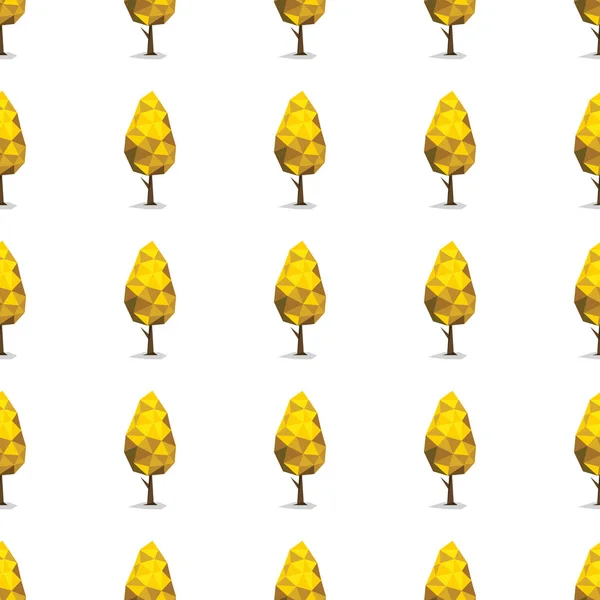 Желтые низкие многоугольные деревья бесшовный узор в стиле мультфильма изолированы на белом фоне векторной иллюстрации — стоковый вектор