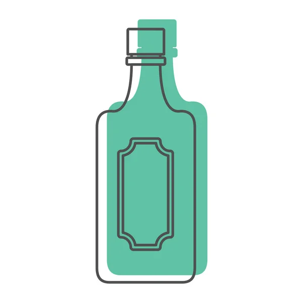 Tequila de álcool garrafa em linha com ícones de estilo silhueta de cores ilustração vetorial para design e web isolado em fundo branco — Vetor de Stock