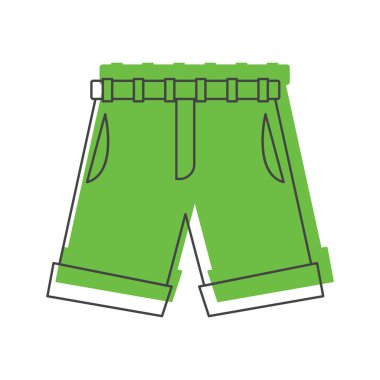 Doodle stili simgeler vektör çizim tasarım ve web üzerinde beyaz izole için yeşil şort