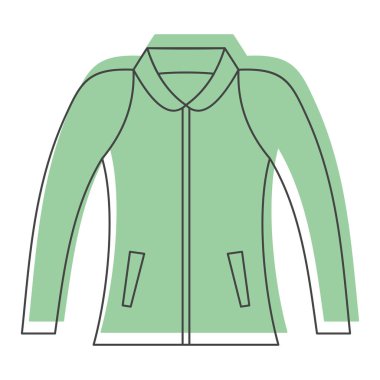 Doodle stili simgeler vektör çizim tasarım ve web üzerinde beyaz izole için yeşil ceket