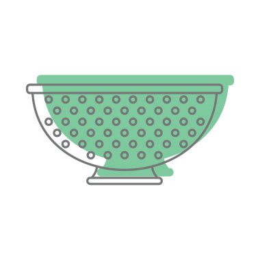 Doodle stili simgeler vektör çizim tasarım ve web üzerinde beyaz izole için yeşil collander