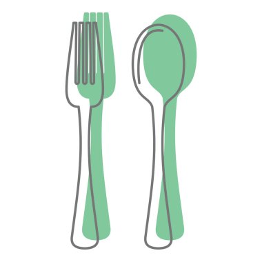 Çatal ve kaşık doodle stili simgeler vektör çizim tasarım ve web üzerinde beyaz izole için