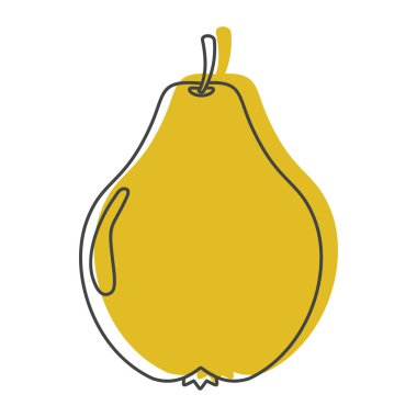 Doodle stili simgeler vektör çizim tasarım ve web üzerinde beyaz izole sarı armut