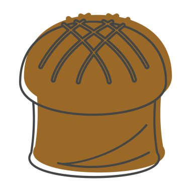 Pasta ekmek üründe doodle stili simgeler vektör çizim tasarım ve beyaz arka plan üzerinde izole web için