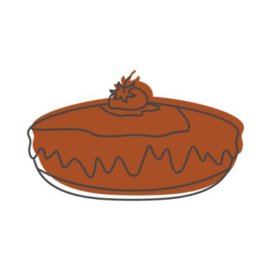 Pasta ekmek üründe doodle stili simgeler vektör çizim tasarım ve beyaz arka plan üzerinde izole web için