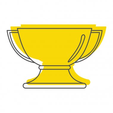 Doodle stili simgeler vektör çizim tasarım ve beyaz arka plan üzerinde izole web için Altın Ödülü Kupası