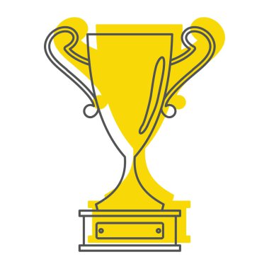 Doodle stili simgeler vektör çizim tasarım ve beyaz arka plan üzerinde izole web için Altın Ödülü Kupası