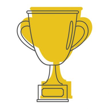 Doodle stili simgeler vektör çizim tasarım ve beyaz arka plan üzerinde izole web için Altın Ödülü Kupası